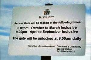 Clock Face Country Park gates sign