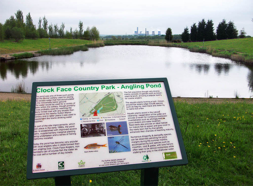 Clock Face Country Park angling pond managed by Clock Face Anglers Club