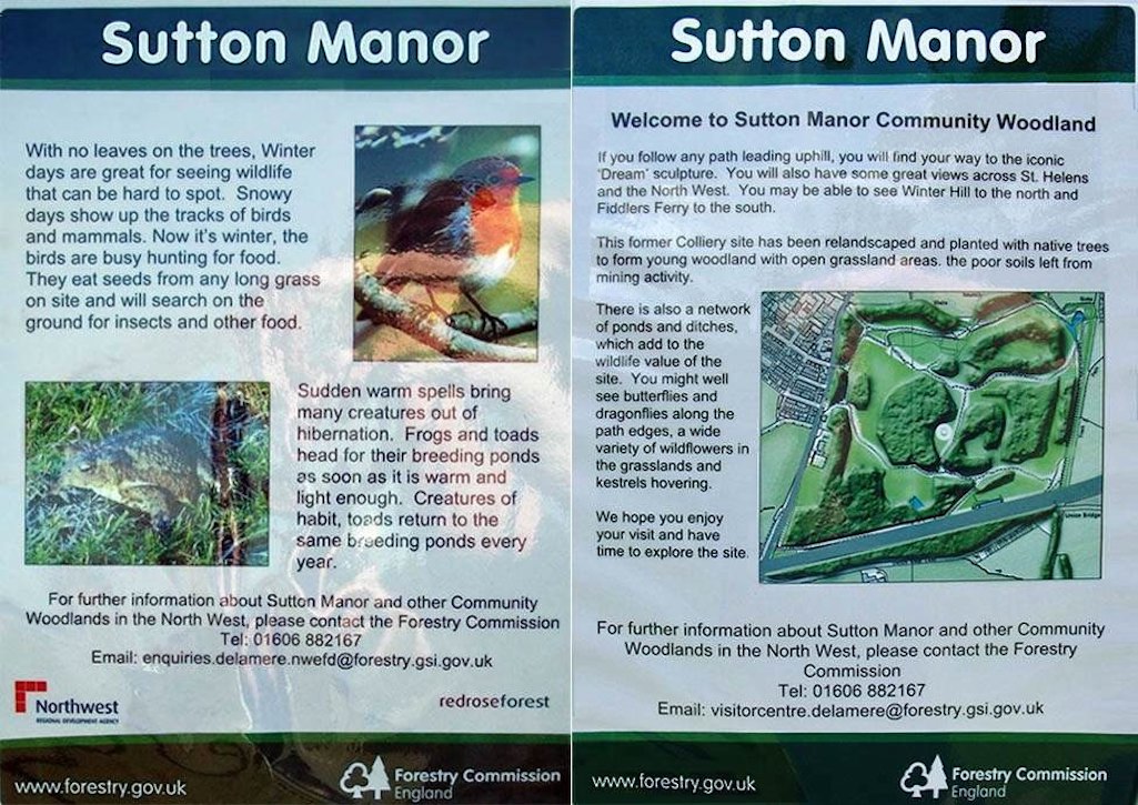 Forestry Commission notices at Sutton Manor Woodland, St.Helens
