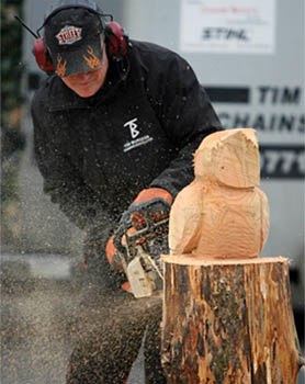 Chainsaw sculptor at the Wood Works festival - Photograph courtesy Mersey Forest