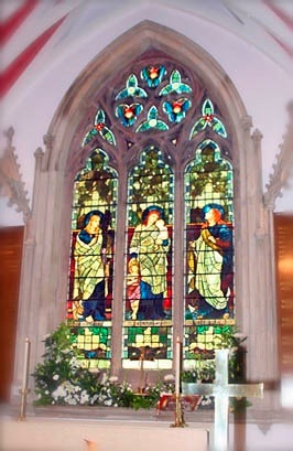 Stained glass window in St.Nicholas church in Sutton, St.Helens