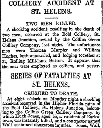 Reports of Bold Colliery deaths