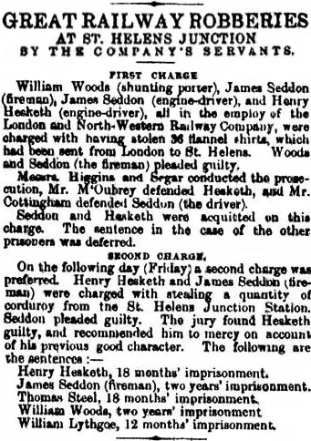 Great Railway Robbery - St.Helens Newspaper from 18/7/1865