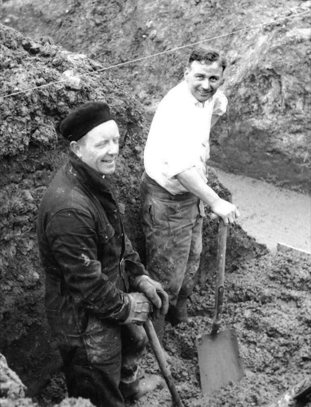 Rev. J.R. Smith in March 1963 doing the spadework for the St.Nicholas Parish Hall, Sutton, St.Helens