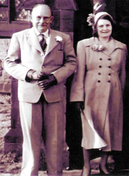 Peter and Ada Rigby outside St.Nicholas Church, Sutton, St.Helens