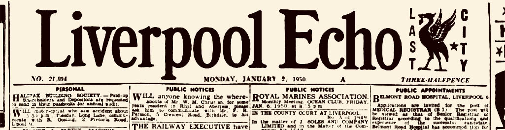 Liverpool Echo masthead 1950