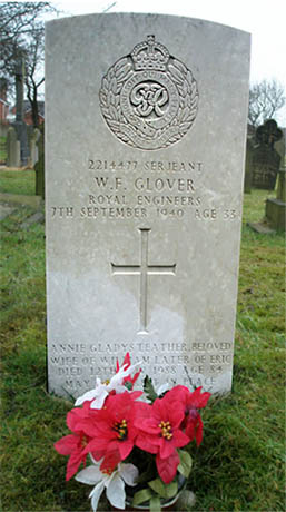 Sgt. W.F. Glover memorial in St.Annes graveyard, Sutton, St.Helens