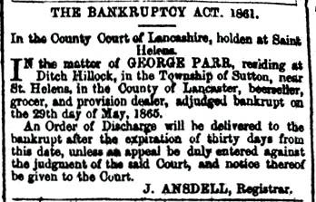 George Parr bankruptcy 1865