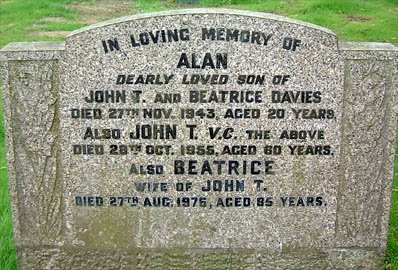 Memorial in St.Helens Cemetery to Cpl. John Davies, winner of the Victoria Cross