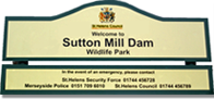 Sutton Mill Dam sign