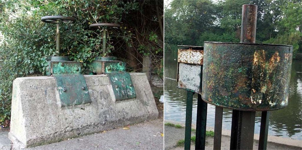 Redundant sluice mechanisms that controlled the flow of water at Sutton Mill Dam